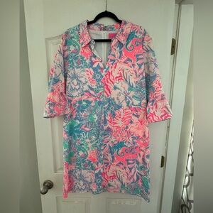 Lilly Pulitzer Pink, Aqua, White Floral Shift Dress